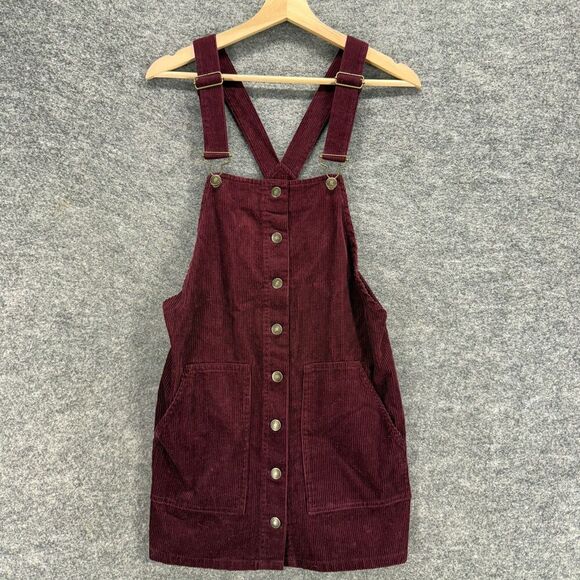 FOREVER 21 Dresses & Skirts - Forever 21 Romper Women M Medium Red Button Corduroy Sleeveless Pockets Casual